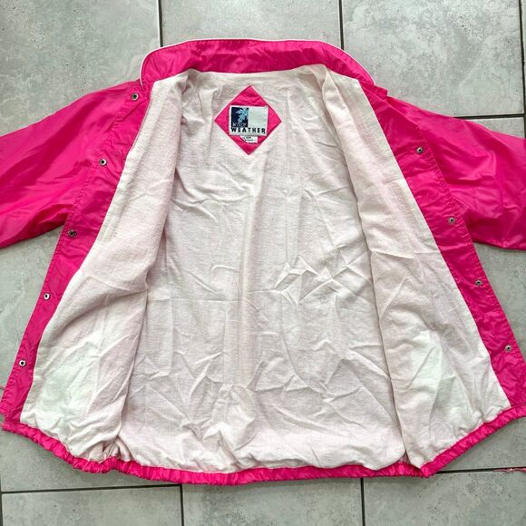 Vintage 90s Bubble Gum Pink Windbreaker Snap Jacket Plus Size L 22R Womens - Picture 4 of 6